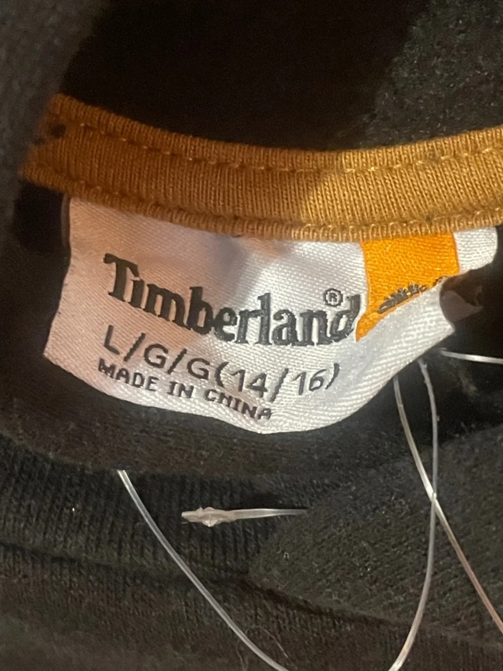 NWOT Timberland Black Hoodie with Orange Tree Logo 14-16 - Picture 3 of 4